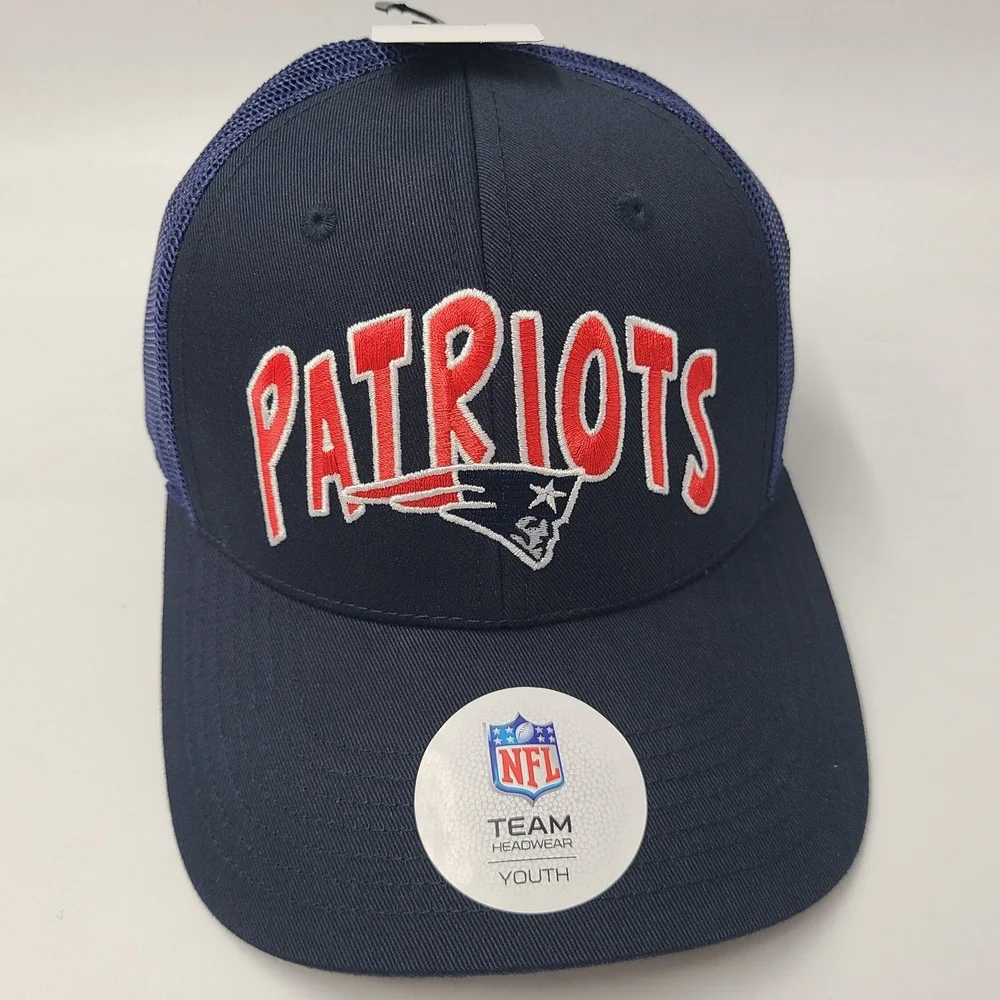 Youth New England Patriots Hat Adjustable Trucker Mesh NFL Team Apparel Blue NFL